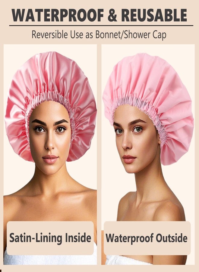 Himoswis Adjustable Shower Caps for Women Men Reusable Waterproof Large Shower Cap for Men and Women Long Hair Braids - Image 3