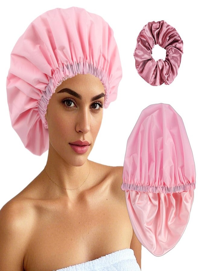 Himoswis Adjustable Shower Caps for Women Men Reusable Waterproof Large Shower Cap for Men and Women Long Hair Braids - Image 1