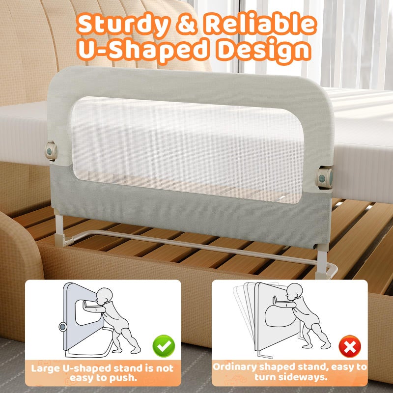 omzer Bed Guard Rail for Toddlers - 32inch Folding up & Adjustable Heights Baby Bed Safety Rails - Portable Toddler Bed Barrier Railing Guard for Kids Twin, Bunk, Queen, Full Size Bed - Image 4