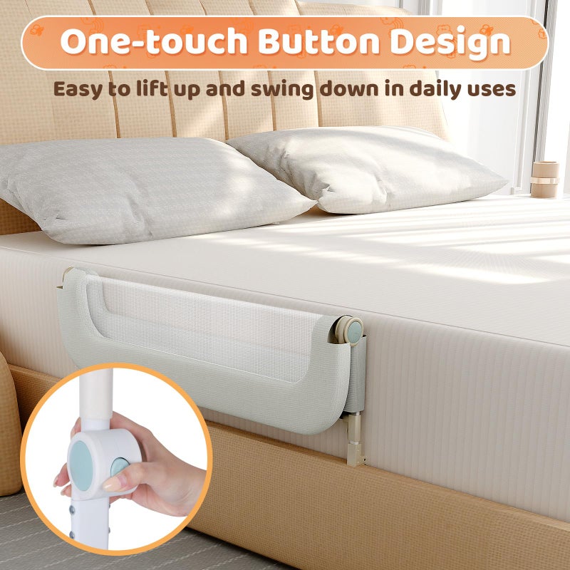 omzer Bed Guard Rail for Toddlers - 32inch Folding up & Adjustable Heights Baby Bed Safety Rails - Portable Toddler Bed Barrier Railing Guard for Kids Twin, Bunk, Queen, Full Size Bed - Image 3