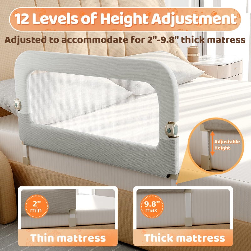 omzer Bed Guard Rail for Toddlers - 32inch Folding up & Adjustable Heights Baby Bed Safety Rails - Portable Toddler Bed Barrier Railing Guard for Kids Twin, Bunk, Queen, Full Size Bed - Image 2