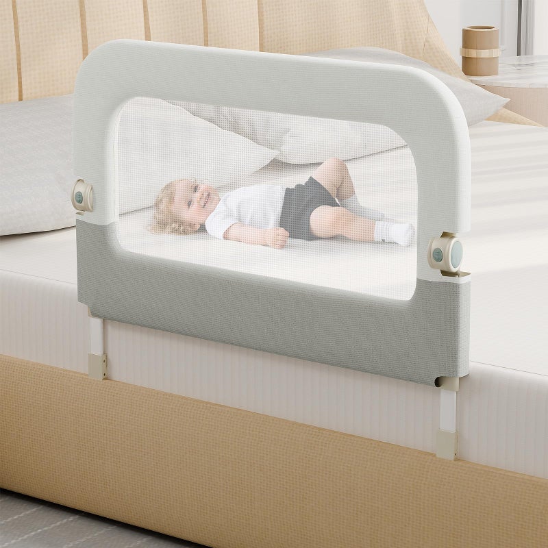 omzer Bed Guard Rail for Toddlers - 32inch Folding up & Adjustable Heights Baby Bed Safety Rails - Portable Toddler Bed Barrier Railing Guard for Kids Twin, Bunk, Queen, Full Size Bed - Image 1