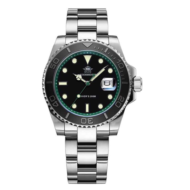 ADDIESDIVE 41 MM Diving Watches 200 M Waterproof Greenblack Analog Quartz Stainless Steel Watch for Men - Image 2