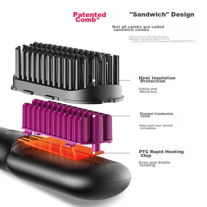 TYMO Mini2 Billion Negative Ion Hair Straightening Comb, لطيف على الشعر, فرشاة تصفيف الشعر, تضخيم واستقامة, التاج العالي, يحسن التجعد, حلوى الوردي, هدية العام الجديد لصديقة - Image 4