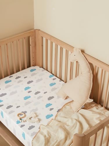 TILLYOU Baby Crib Sheets for Boys Girls Super Soft Toddler Bed Sheets 2 Pack Sheets for Standard Crib Mattress 28x52in Blue Clouds and Stars - Image 3