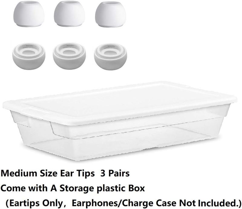 BLLQ Medium Size Ear Tips Earbuds Covers Ear Caps Eartips Earpads Compatible with Apple AirPods Pro, Silicone Tips, Fit in Case, 3 Pairs White M - Image 2