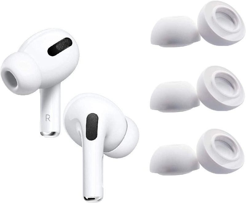 BLLQ Medium Size Ear Tips Earbuds Covers Ear Caps Eartips Earpads Compatible with Apple AirPods Pro, Silicone Tips, Fit in Case, 3 Pairs White M - Image 1