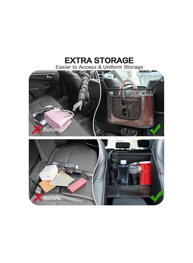 general [2 Pack] Car Net Pocket Handbag Holder Between Seats, Net Handbag Purse Holder for Car, Mesh Large Capacity Seat Back Storage Organizer Netting Pouch Pocket for Purse Phone - Image 2