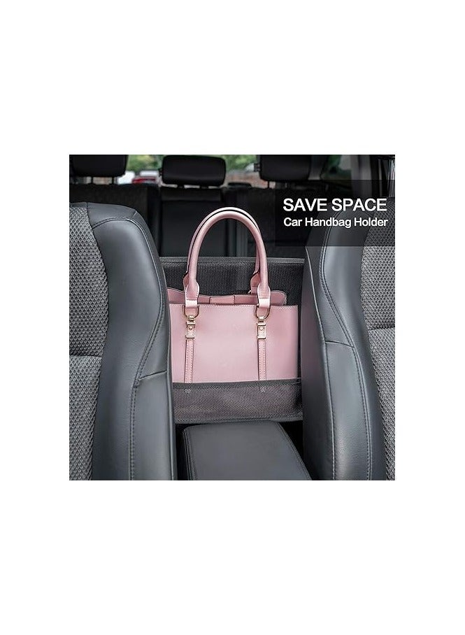 general [2 Pack] Car Net Pocket Handbag Holder Between Seats, Net Handbag Purse Holder for Car, Mesh Large Capacity Seat Back Storage Organizer Netting Pouch Pocket for Purse Phone - Image 4