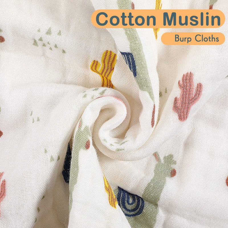 Kenning 20 Pack Muslin Baby Burp Cloths Large 20 x 10 Inches and 10 x 10 Inch Cotton Baby Burp Rags Cute Towel and Washcloths Face Towels 6 Layers Absorbent for Infant Shower, 20 Styles - Image 3