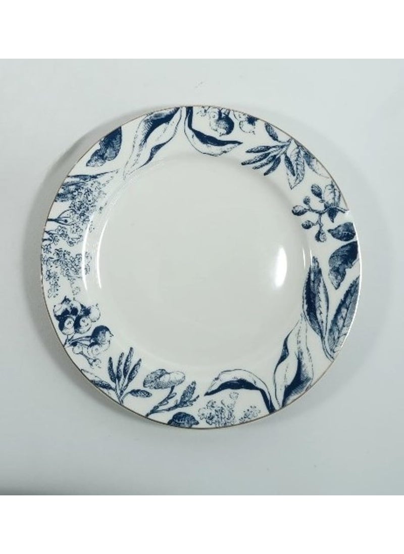 Home Treasure Home Treasure Snack Serving Plate Round Ceramic Deep Salad Pasta Plate Dinner Plates for Kitchen Dishwasher Safe Blue 
