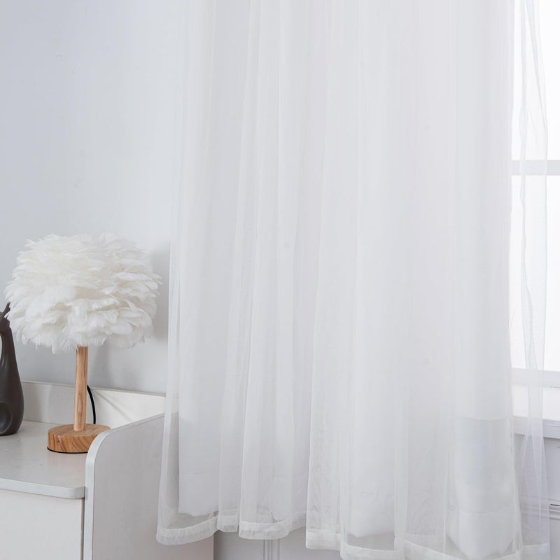 INLINAS Greyish White Blackout Curtains with Sheer Overlay - Grommet Top Thermal and Noise Reduction Panels for Bedroom and Living Room Light Blocking and Energy Saving, 52 x 84 Inches, Set of 2 - Image 4