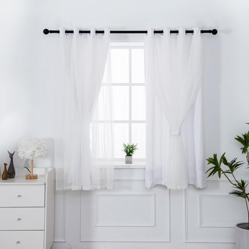 INLINAS Greyish White Blackout Curtains with Sheer Overlay - Grommet Top Thermal and Noise Reduction Panels for Bedroom and Living Room Light Blocking and Energy Saving, 52 x 84 Inches, Set of 2 - Image 2