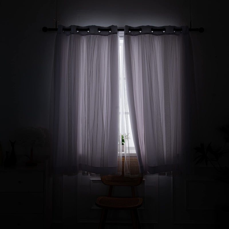 INLINAS Greyish White Blackout Curtains with Sheer Overlay - Grommet Top Thermal and Noise Reduction Panels for Bedroom and Living Room Light Blocking and Energy Saving, 52 x 84 Inches, Set of 2 - Image 3