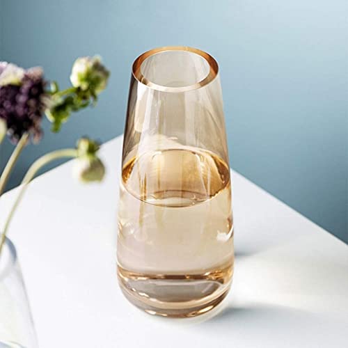 Clovefry 9 Inch Decorative Vases for Flowers | Glass Flower Vase for Living Room | Aesthetic Home Decor | Glass Planter for Living Room Decor, Dining Table, Wedding Decoration (Crystal Amber) - Image 4