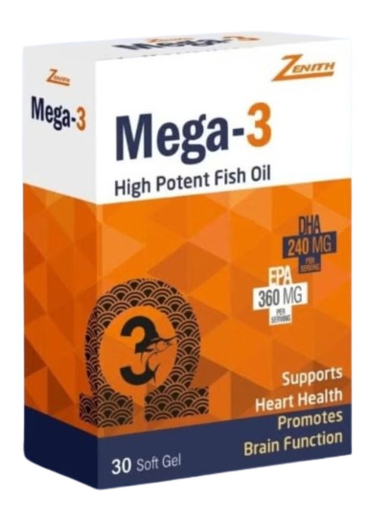Mega‑3 Fish Oil 30 softgel Capsules