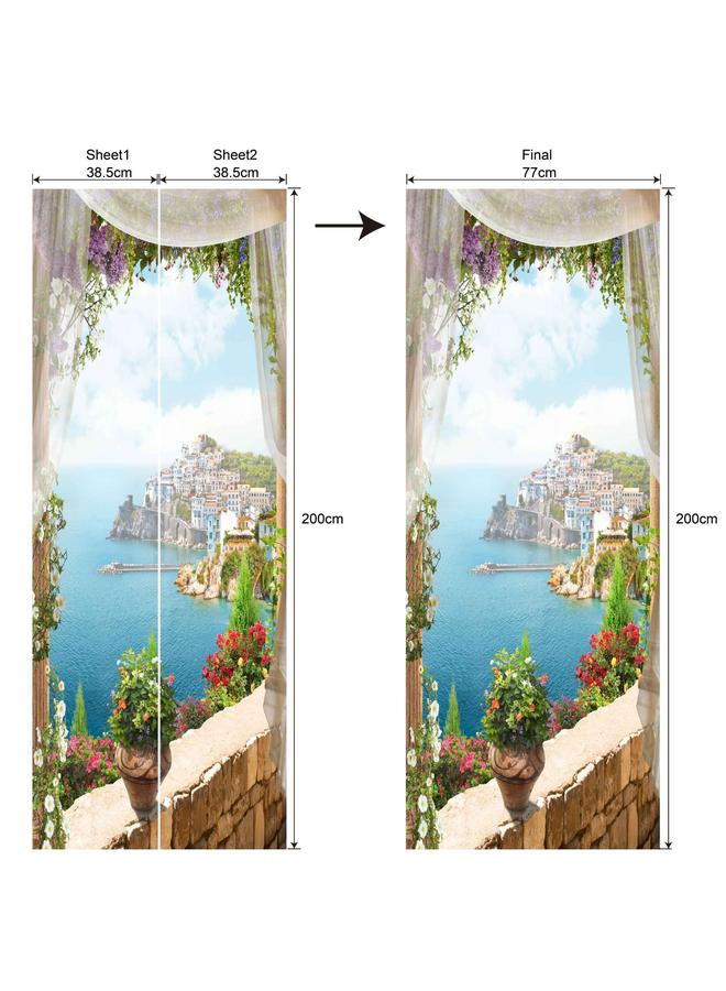 Bluejw Special Price Scenery Series Decorative Stickers 3D Simulation Door Stickers Removable Wall Stickers Bedroom Living Room Renovation PVC Wallpaper  - Image 1