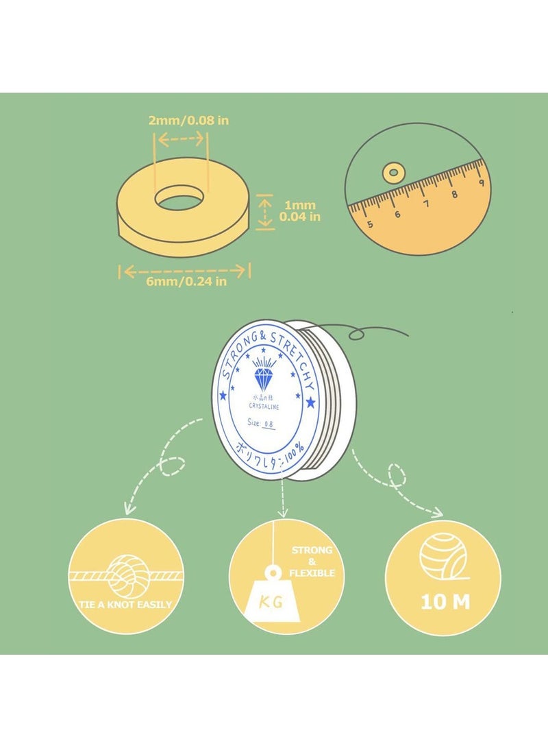 Magic Park Beads for Bracelet Making Kit Colors Clay Beads Bracelet Making Kit Flat Round Polymer Clay Beads Jewelry Making with Pendant Charms Kit Letter Beads and Elastic Strings - Image 5