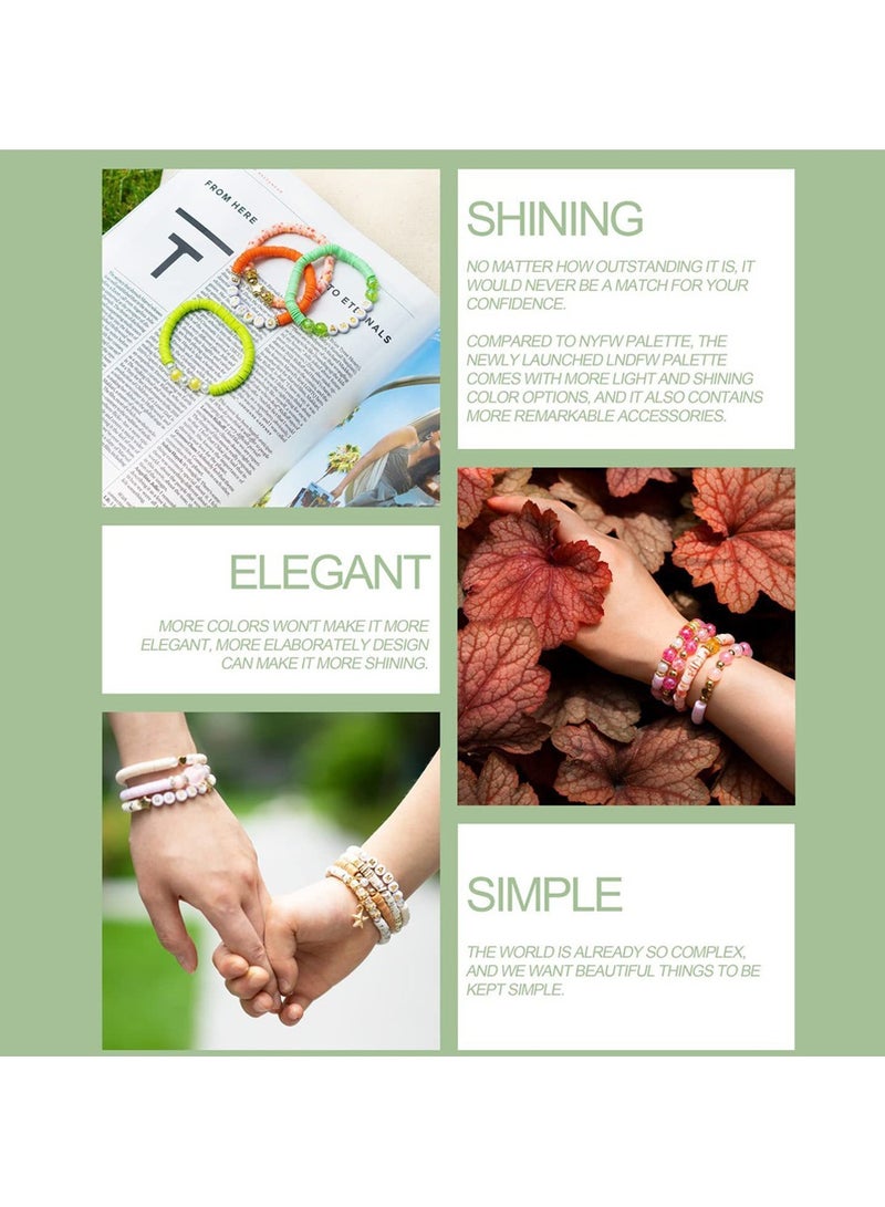 Magic Park Beads for Bracelet Making Kit Colors Clay Beads Bracelet Making Kit Flat Round Polymer Clay Beads Jewelry Making with Pendant Charms Kit Letter Beads and Elastic Strings - Image 4