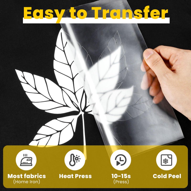 HTVRONT White Iron on Vinyl - 12â€ x 50ft White HTV Heat Transfer Vinyl for t Shirts, White HTV Vinyl Roll for All Cutting Machine -Easy to Cut & Weed for Heat Transfer Design - Image 5