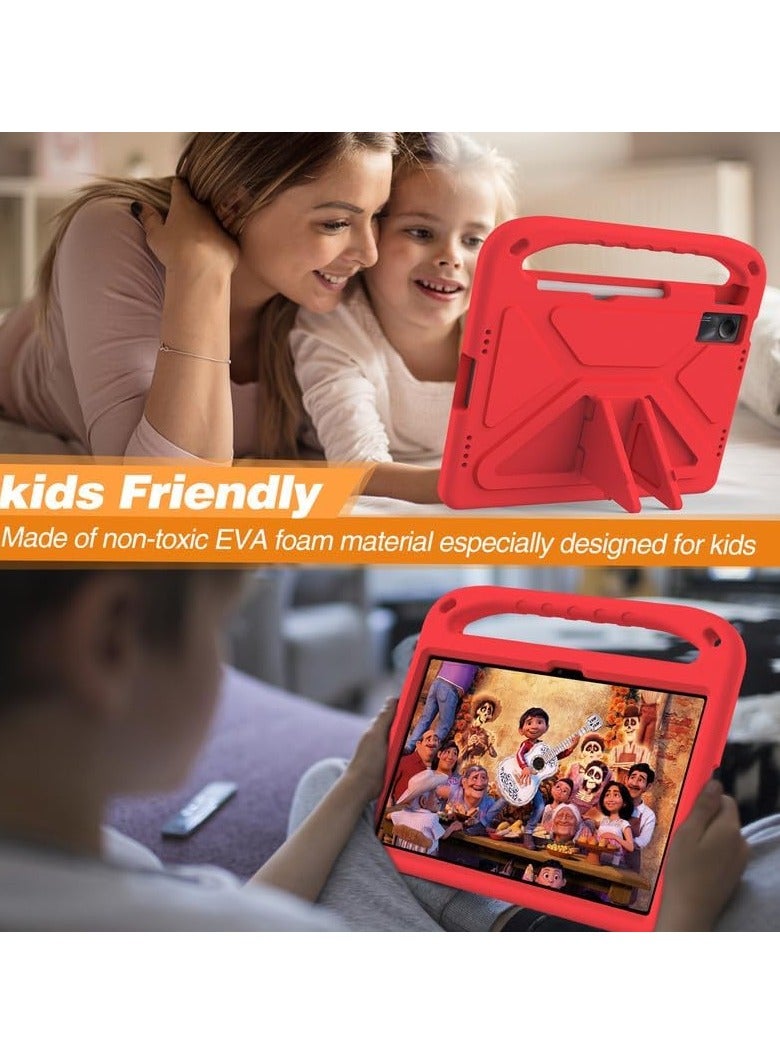 VKL Kids Case For Xiaomi Redmi Pad SE 11-Inch (2023), EVA Foam Lightweight Shockproof Duarable, Tablet Cover with Handle Stand Case For Children Firendly, Red - Image 4