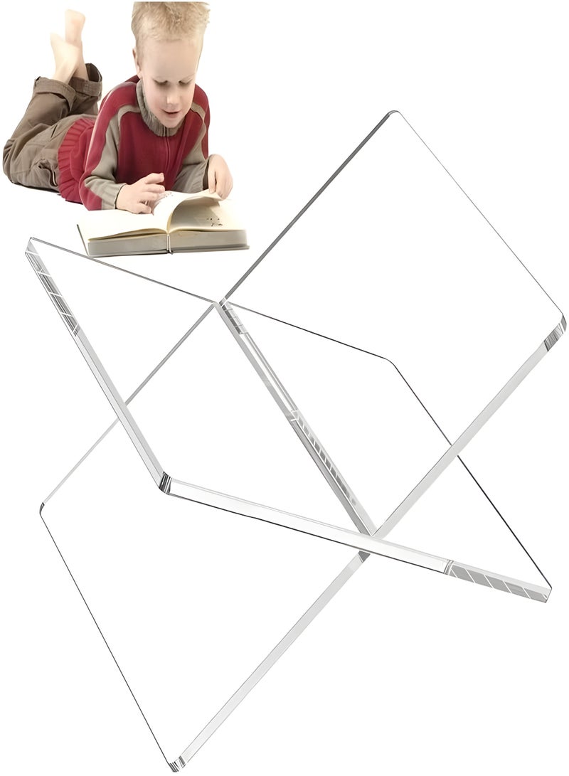 Aijmil حامل كتب أكريليك شفاف - حامل عرض فاخر على شكل X للكتب الفاخرة، كتب الطبخ، ألبومات الصور | ديكور طاولة عصري للمنزل، المطبخ، المكتبة والمعارض - Image 4