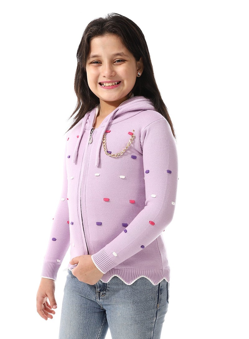 Andora Padded Prominent Sweatshirt For Girls_Lavender Purple  - Image 2