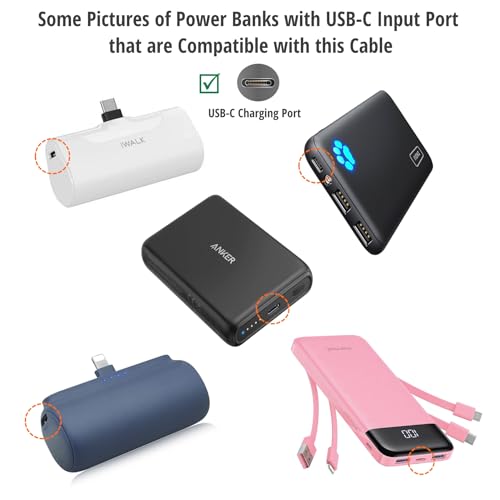 ienza USB C to USB C (Both Ends are USB-C) Charge Cable Cord Wire for Power Banks Designed for iWalk, Spigen PocketBoost, INIU, RAVPower, BONAI, Anker USB-C & Other Devices with USB Type C Port - Image 4