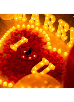 هوميموري ديكورات عرض الزواج من Homemory I Love U Light Up Letters، علامة I Love U مع 24 شمعة بدون لهب و1000 بتلة ورد حمراء مزيفة و30 بالونة حمراء لحفلات الزفاف الرومانسية في عيد الحب  - Image 4