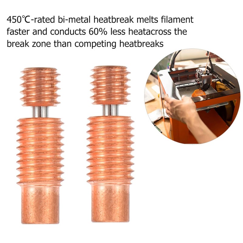 GANAZONO 2pcs Copper Alloy Heat Break Throat Bi Metal Design Reduces Heat Transfer Prevents Clogging - Image 4