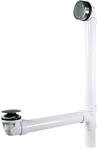 Westbrass D493244CHM-07 Bath Waste & Overflow Assembly with Patented Deep Soak Faceplate Cover and Tip-Toe Drain Plug - SCH. 40 PVC, Satin Nickel - Image 4