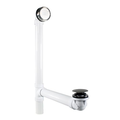 Westbrass D493244CHM-07 Bath Waste & Overflow Assembly with Patented Deep Soak Faceplate Cover and Tip-Toe Drain Plug - SCH. 40 PVC, Satin Nickel - Image 1