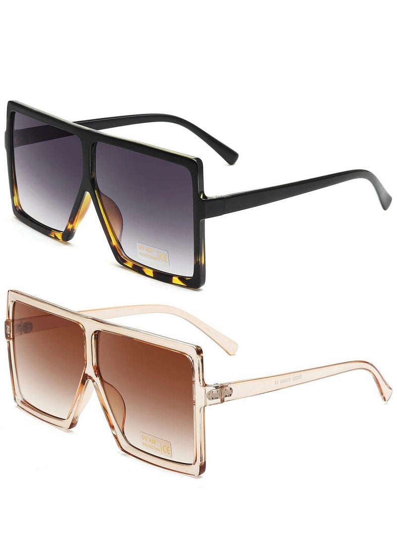 Stylish Square Oversized Sunglasses for Men and Women, Retro Vintage Design with UV Protection, Trendy Flat Top Shades - Image 1
