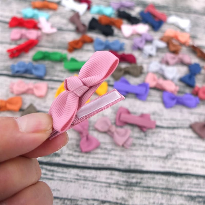 Baily Baby Hair Clips Tiny Bow Alligator for Toddler Girls Fine Pins in Fringe Bangs (Mini 2'' 48 PCS Pair) - Image 2