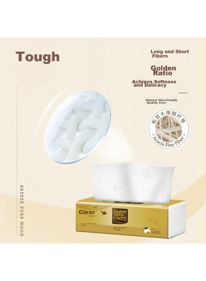 APP Qingfeng Facial Tissues, Natural Wood Gold Edition, 4-ply, 80 Sheets*40 Packs, Toilet Paper, Napkins, Whole Box - Image 4