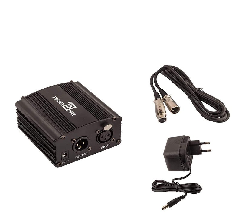 Powerpak 48V Phantom Power Supply 1 Channel for Condenser Microphone Music Recording Equipment (Black) - Image 1