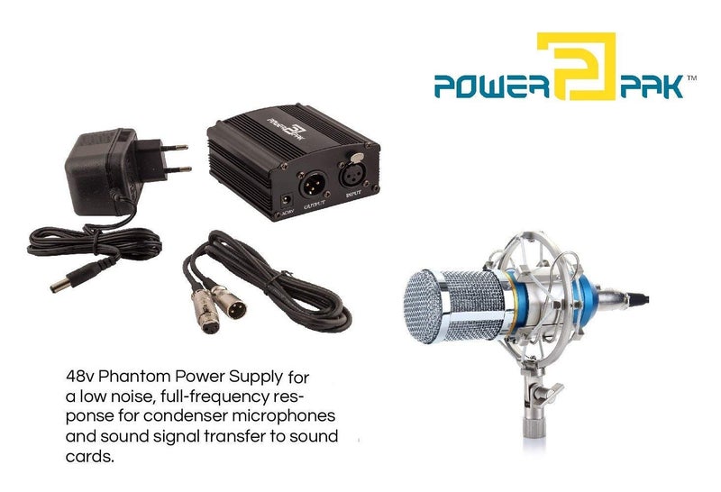 Powerpak 48V Phantom Power Supply 1 Channel for Condenser Microphone Music Recording Equipment (Black) - Image 4