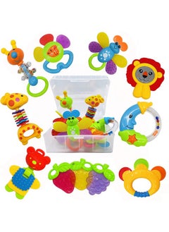 Baby Toys 0-6 Months Infant Toys 0-3 Months Infant Rattles Baby Rattle Teether Toy Set With Storage Box Musical Rattles For Newborn Boy Girl Gifts Set With Baby'S First Rattle Teether (11Pcs)