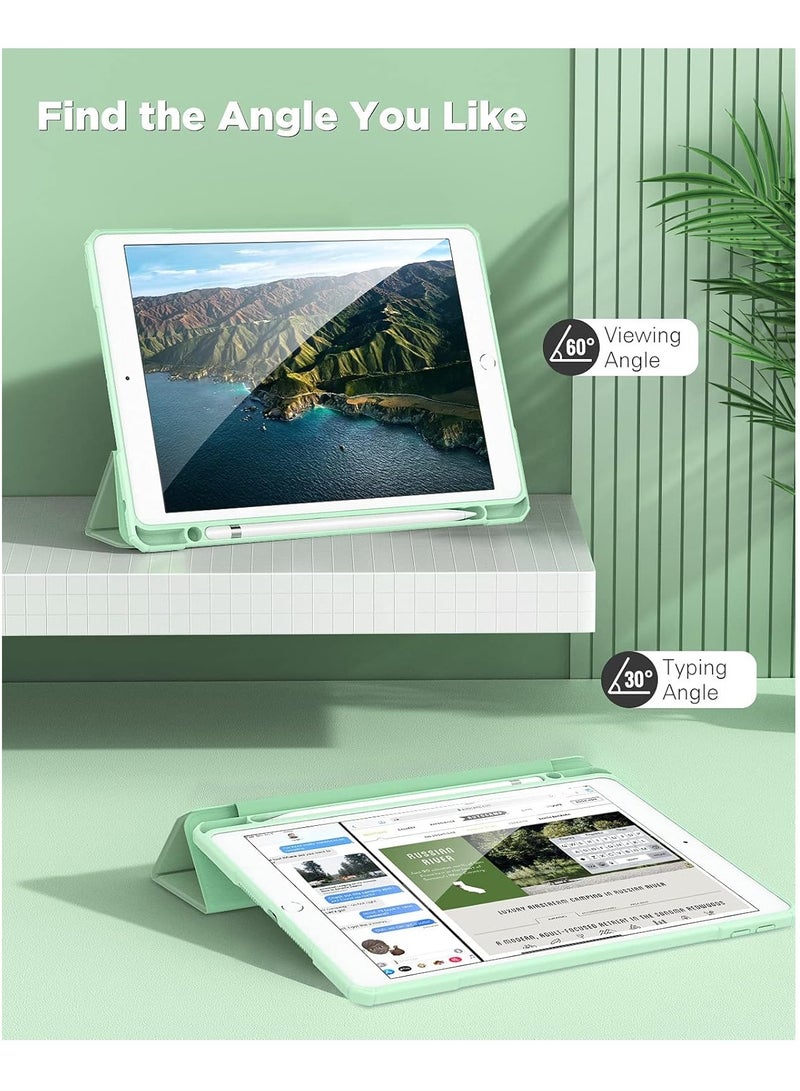 DUSALA Case for iPad 9th Generation 2021/iPad 8th Generation 2020/iPad 7th Generation 2019 10.2 inch with Pencil Holder, Slim Protective Cover with Clear Back Shell, Auto Wake/Sleep, (Green) - Image 5