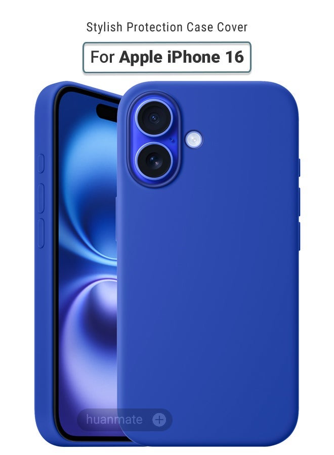 huanmate Apple iPhone 16 Silicone Cover Blue - Premium 2.0mm TPU Silicon, Enhanced Camera Protection with Lens Shield, Shockproof & Water-Proof Cover for Apple iPhone 16 - Image 1