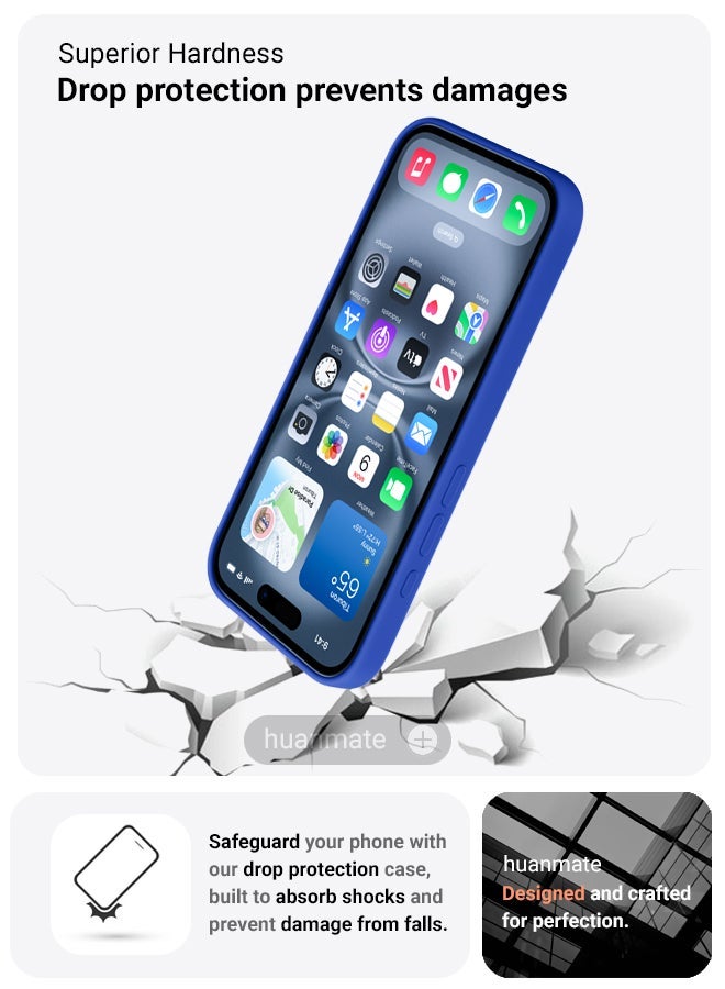 huanmate Apple iPhone 16 Silicone Cover Blue - Premium 2.0mm TPU Silicon, Enhanced Camera Protection with Lens Shield, Shockproof & Water-Proof Cover for Apple iPhone 16 - Image 4