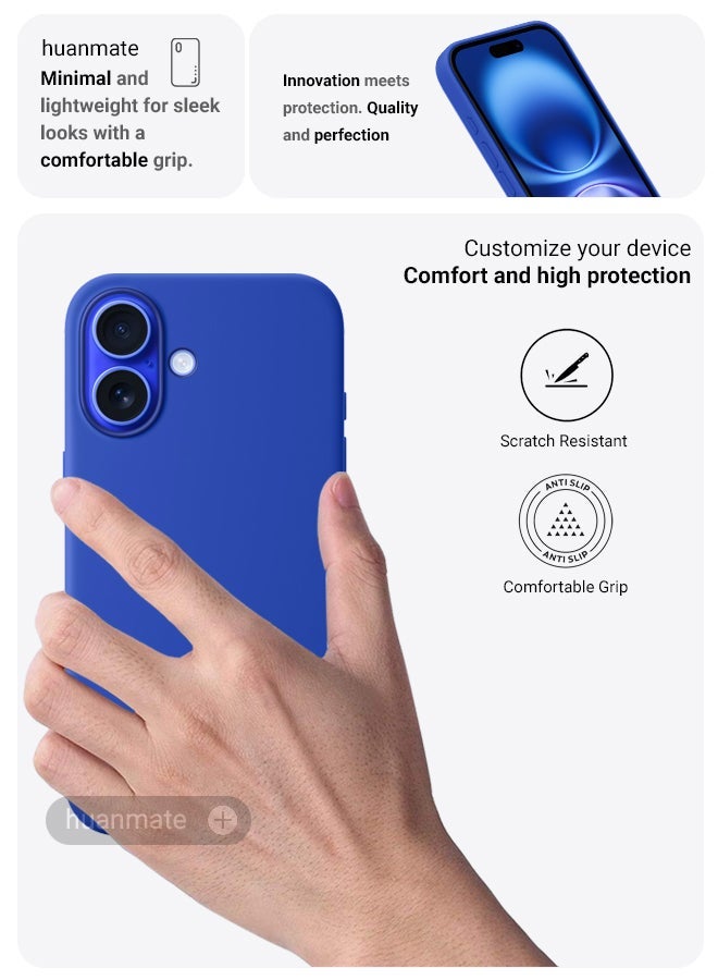 huanmate Apple iPhone 16 Silicone Cover Blue - Premium 2.0mm TPU Silicon, Enhanced Camera Protection with Lens Shield, Shockproof & Water-Proof Cover for Apple iPhone 16 - Image 3