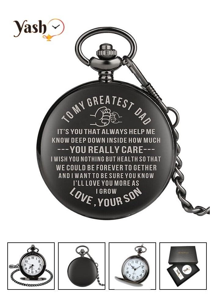 YASH - Yash Retro Style I Love You Quartz Pocket Watch For Husband Wife Mom Dad Son Daughter Teacher With Chain And Yash Packaging - Image 1