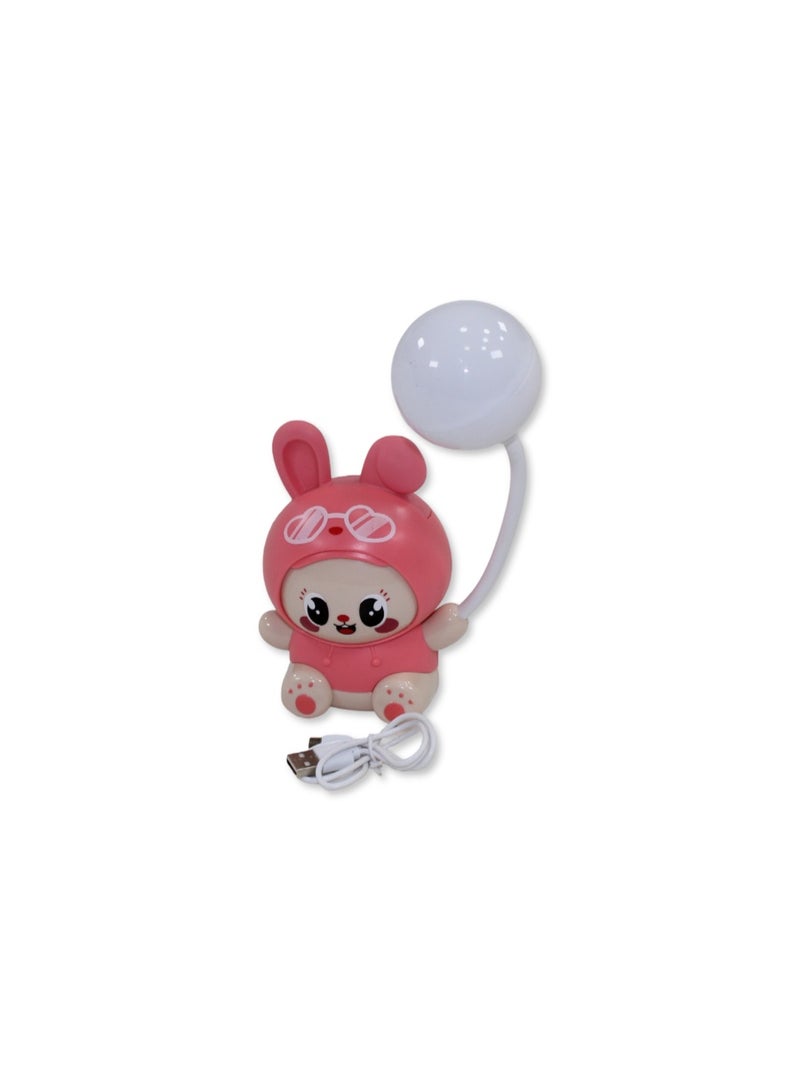 Prime Rechargeable Table Lamp – Pink with Cartoon Frog Design - Image 1