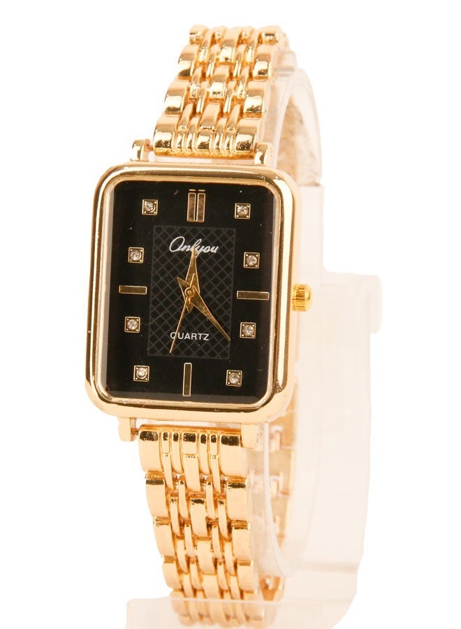 Onlyou Elegant Women’s Quartz Wrist Watch – Gold Stainless Steel Strap – Elegant Rectangular Design for Daily Use - Image 3