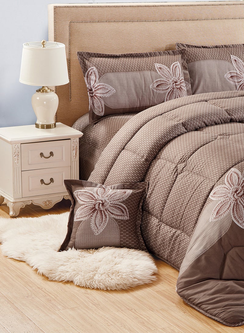 Moon 4 Pieces Single Size 160x210Cm Comforter Set Medium Filling Bedding Set for All Season Includes 1Comforter 1Bedsheet 1Pillow Shams and 1Cushion cases  - Image 2