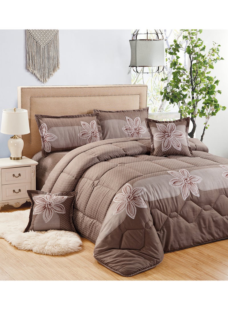 Moon 4 Pieces Single Size 160x210Cm Comforter Set Medium Filling Bedding Set for All Season Includes 1Comforter 1Bedsheet 1Pillow Shams and 1Cushion cases  - Image 1