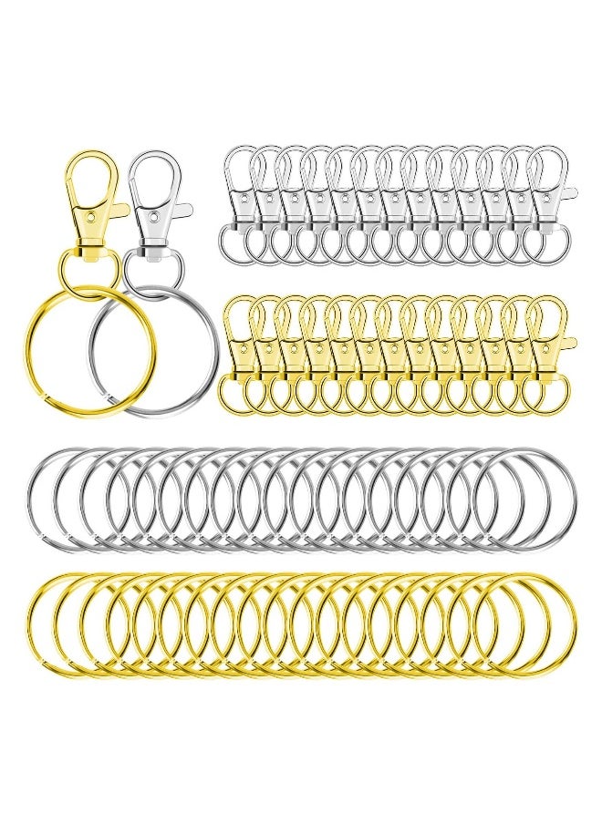 Generic - 100pcs Key Chain Swivel Hooks Metal Snap Hook Lanyard Clips with Rings Keychain Hardware for Purse and Crafts - Image 1