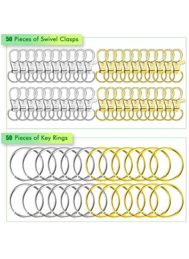 Generic - 100pcs Key Chain Swivel Hooks Metal Snap Hook Lanyard Clips with Rings Keychain Hardware for Purse and Crafts - Image 1
