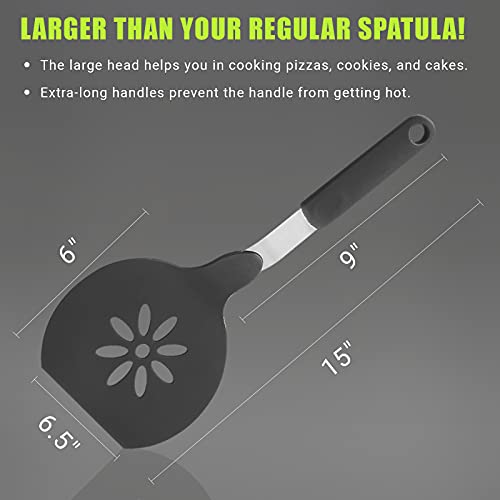 Homi Styles Jumbo Nylon Spatula, Non-Stick, and Dishwasher Safe - Ideal for Cooking, Flipping, and Serving, Great for Pancake Flipper, Egg Pancake Turner - 15 X 6.5 Inches Extra Large Spatula (Black) - Image 3